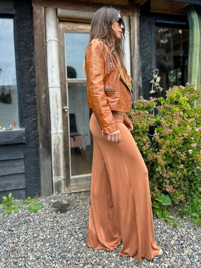 Pants pretina doble algodón Camel