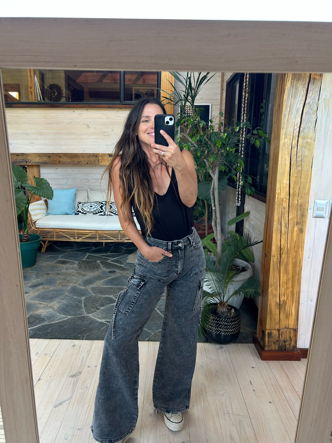Jeans palazo negro♻️