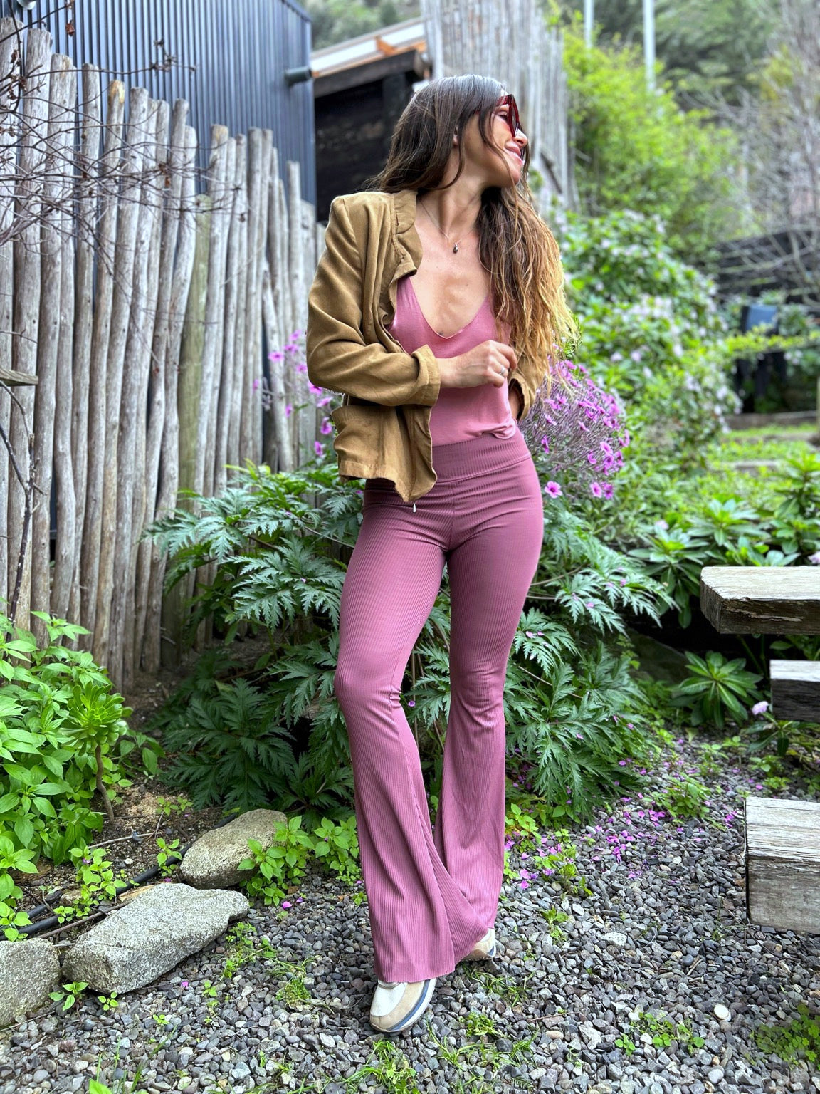 Pantalón Oxford Basic algodón s/bolsillos Rosa Palo