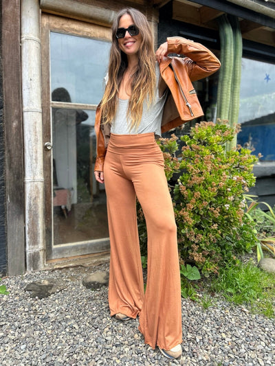 Pants pretina doble algodón Camel