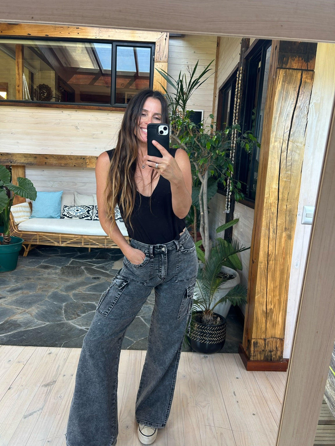 Jeans palazo negro♻️