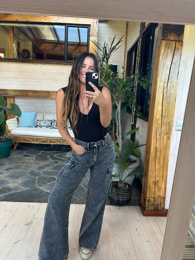 Jeans palazo negro♻️