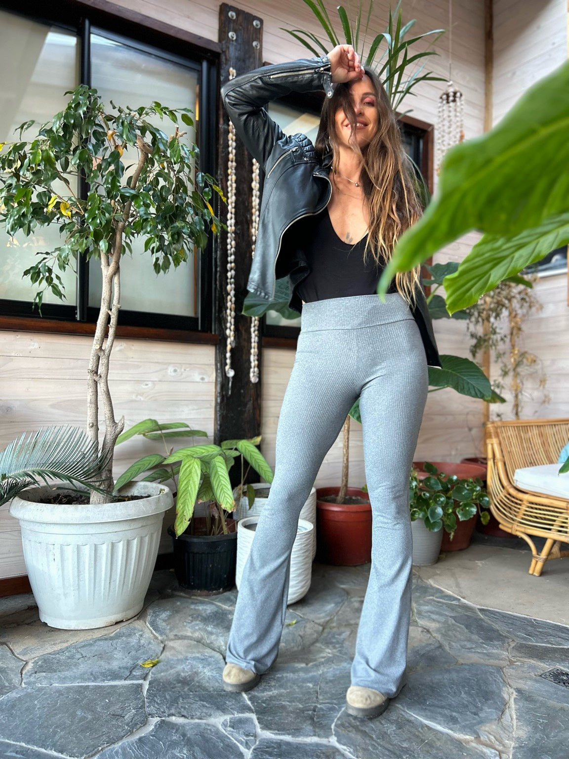 Pantalón Oxford Algodón Grafito S/bolsillos