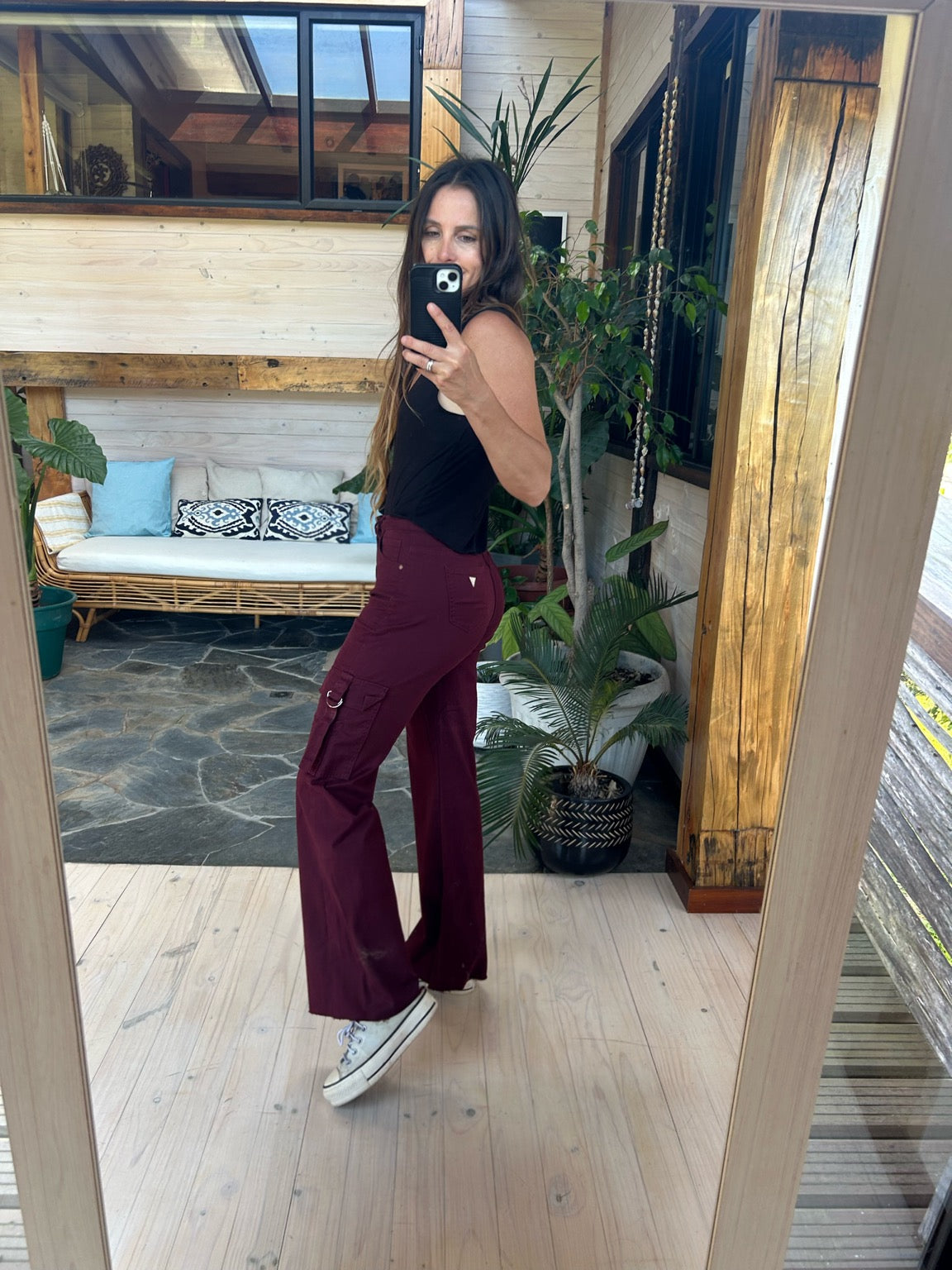 Jeans palazo burdeo♻️
