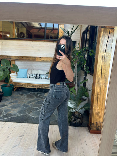 Jeans palazo negro♻️