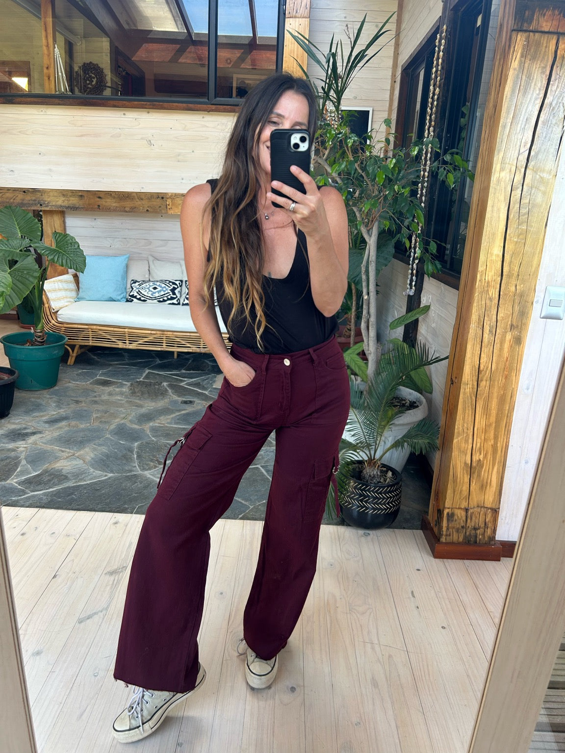 Jeans palazo burdeo♻️