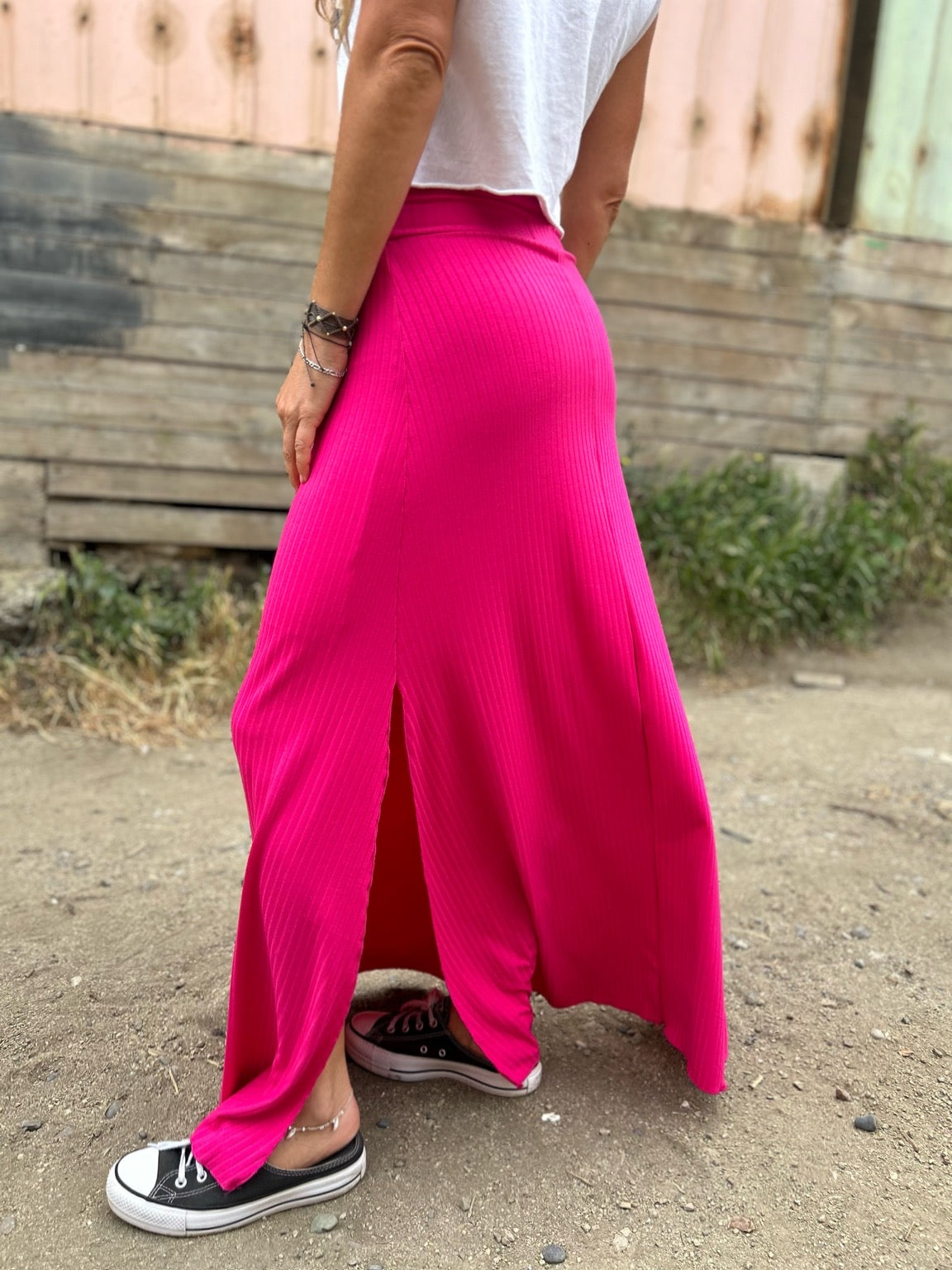 Falda Midi Hot Pink