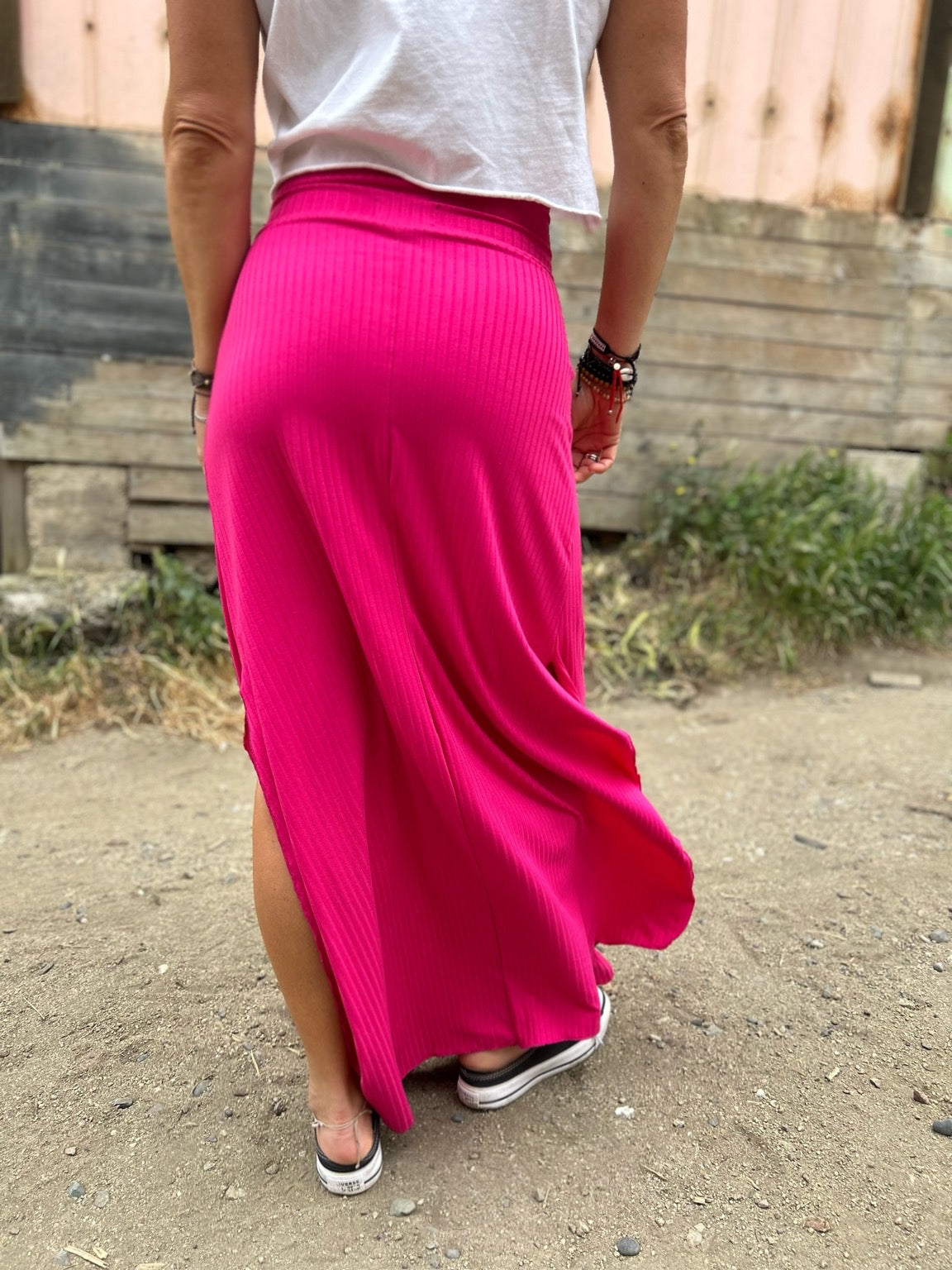 Falda Midi Hot Pink